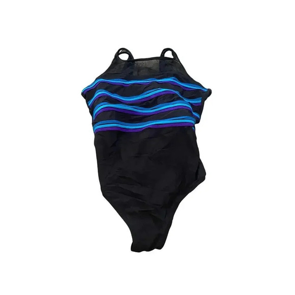Longitude Women's Black Sleeveless Pullover One Piece Swim Suit Size 12 - Picture 1 of 5